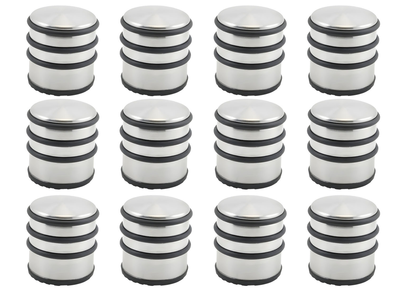 12x GS deurstopper - Ø7,5 x 8 cm - 1 kg - RVS