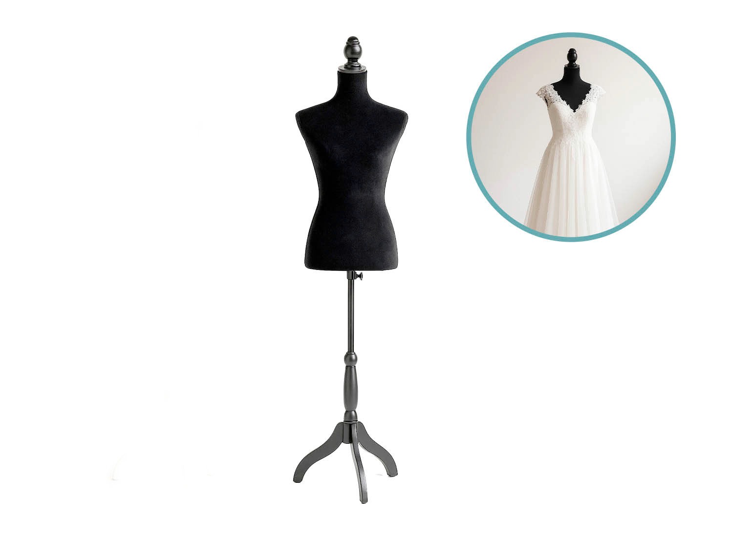 Lowander Dames Paspop - Etalagepop - Verstelbaar 134 tot 170 cm - Zwart afbeelding