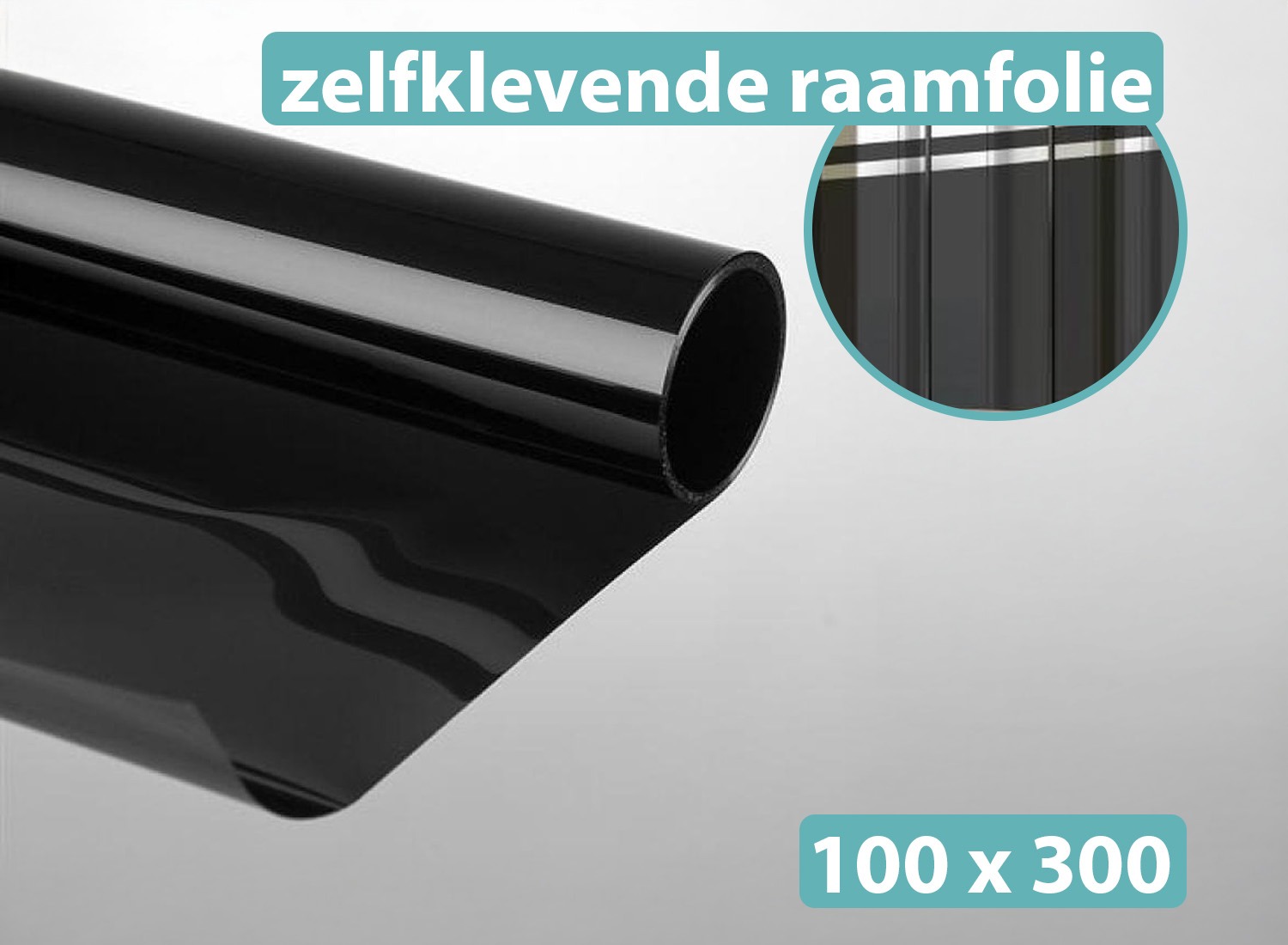 Zonwerende raamfolie zwart 'extreem' PREMIUM 100 x 300 cm - Zelfklevend - UV bestendig - Warmtewerend afbeelding