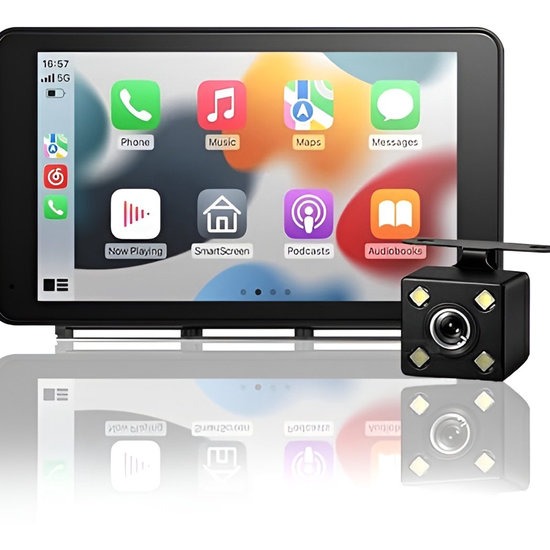 AutoSky 7 inch Wireless CarPlay en Android Auto Scherm met Achteruitrijcamera
