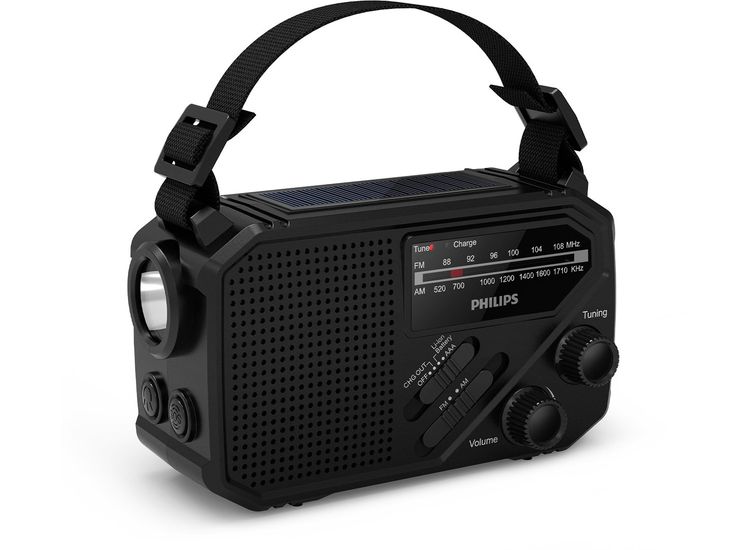 Philips TAR1609 Noodradio - FM/AM - Zonne-energie - Handslinger - LED Zaklamp