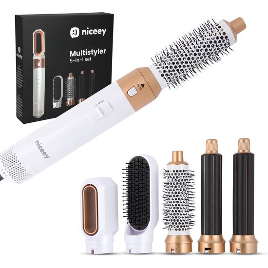 Niceey 5-in-1 Krultang - Föhnborstel - Multistyler - Airstyler