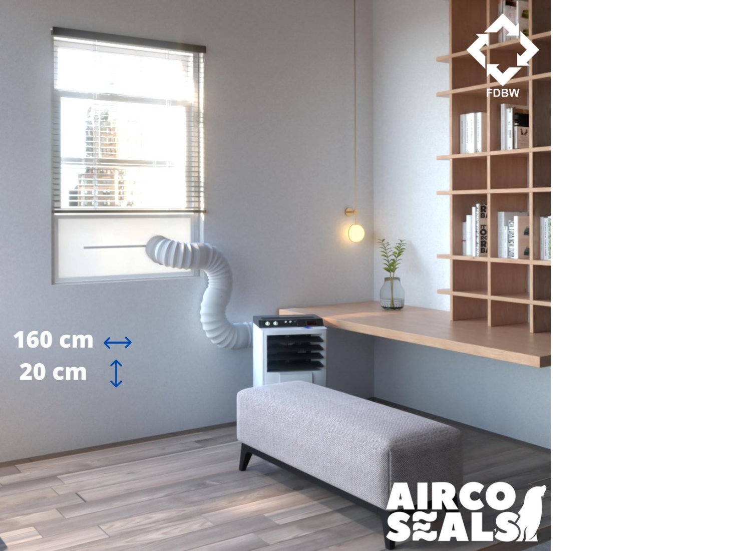 Airco raamafdichtingskit - 160 x 20 cm - Geschikt Voor Schuifraam - Energiebesparend - Houdt insecten buiten