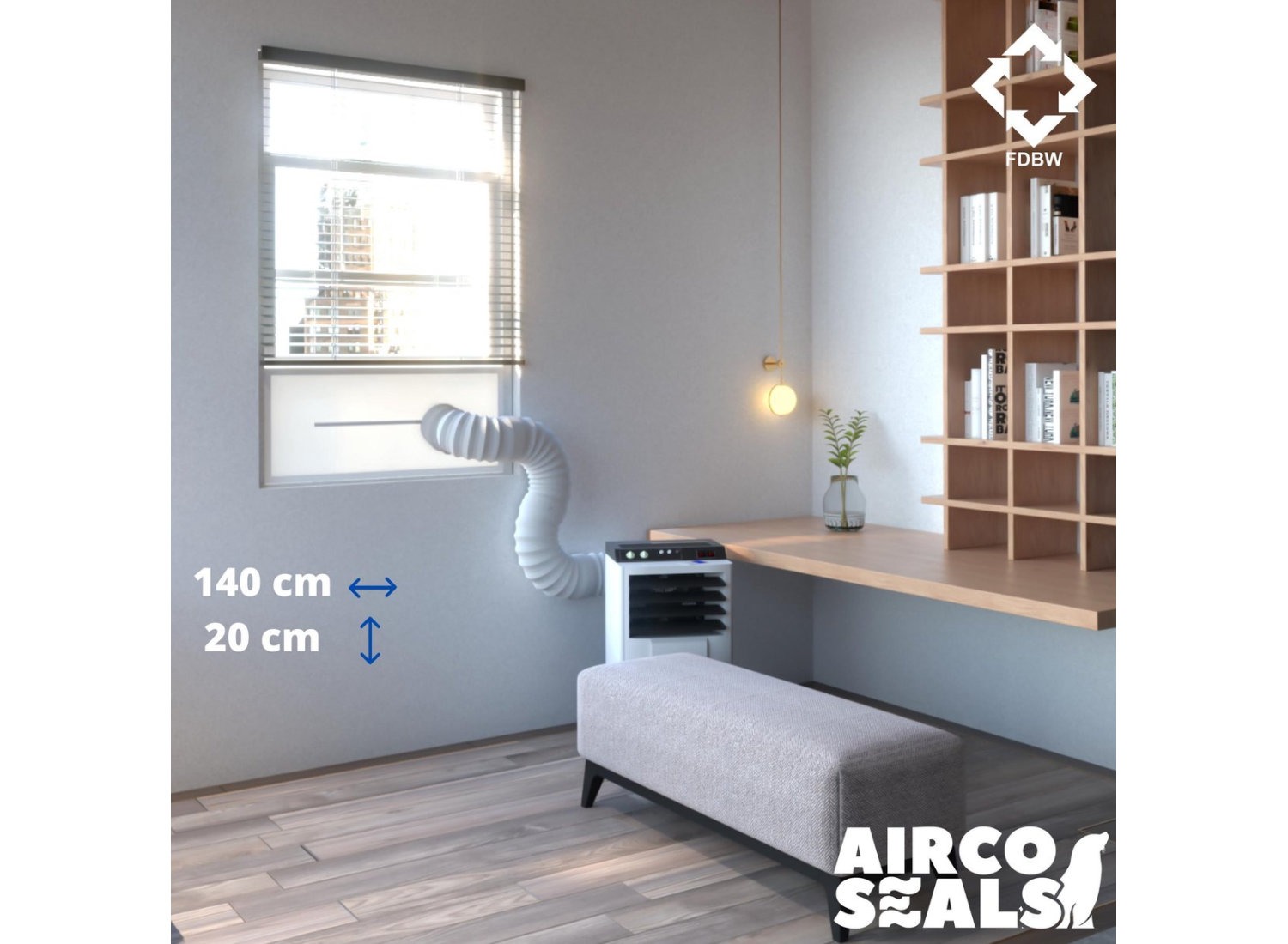 Airco raamafdichtingskit - 140 x 20 cm - Geschikt Voor Schuifraam