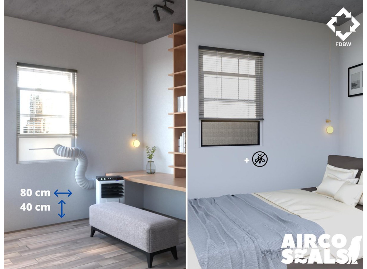 Airco Raamafdichting Mobiele Airco Voor Schuifraam - Met Hor - Voor Schuiframen Van 80 x 40 CM