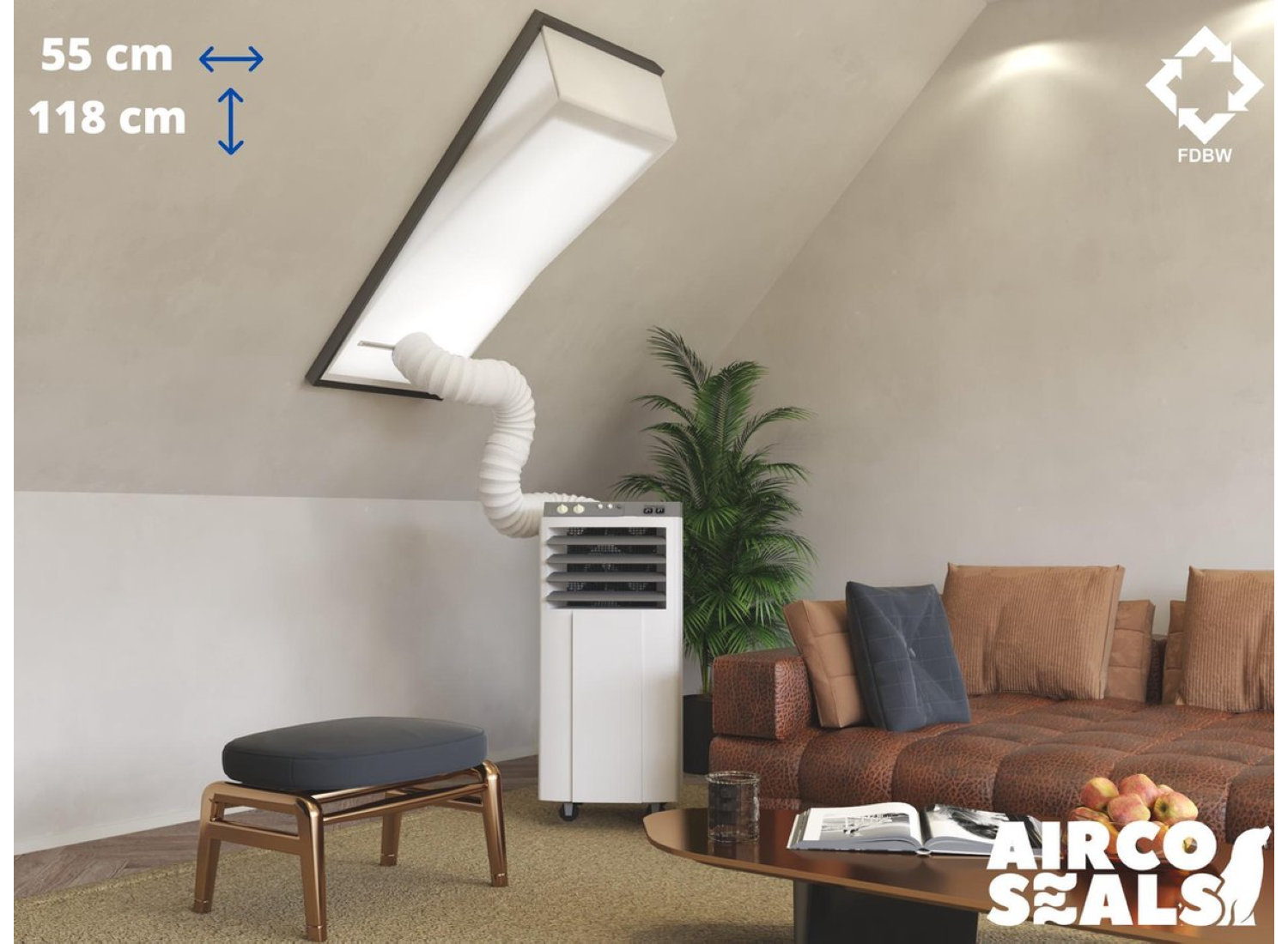 Raamafdichtingskit Mobiele Airco - Met Hor - 55 x 118 cm Velux CK06 Dakraam - Airco Slang Afsluiten - Velux