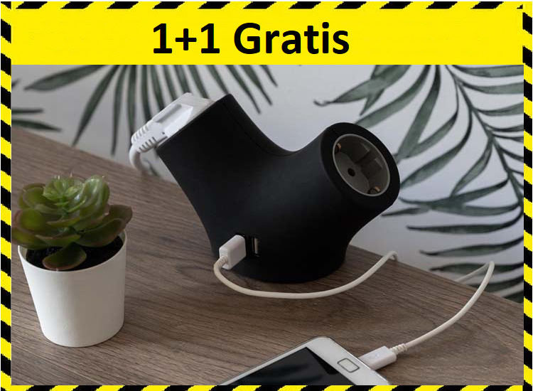 Stekkerdoos Met USB Poorten – 2 USB Laders 3.4A – 2 Stopcontacten – Inclusief Montageklem – Randaarde – Zwart - 1+1 Gratis