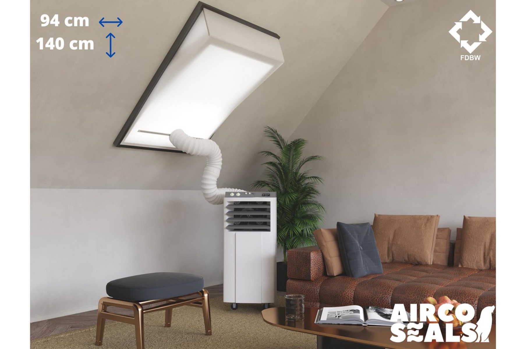 FDBW PK08 - Airco Raamafdichtingskit - 94 x 140 cm - Geschikt voor Velux Tuimelvenster Dakraam