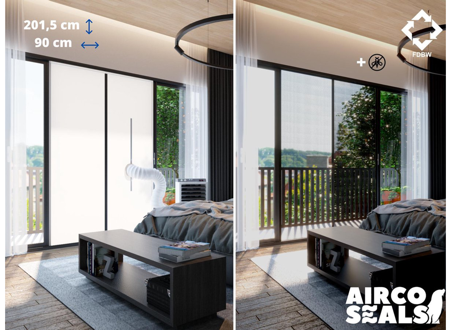 Deurafdichtingskit Mobiele Airco - Met Hor - 201,5 x 90 CM - Ritssluiting