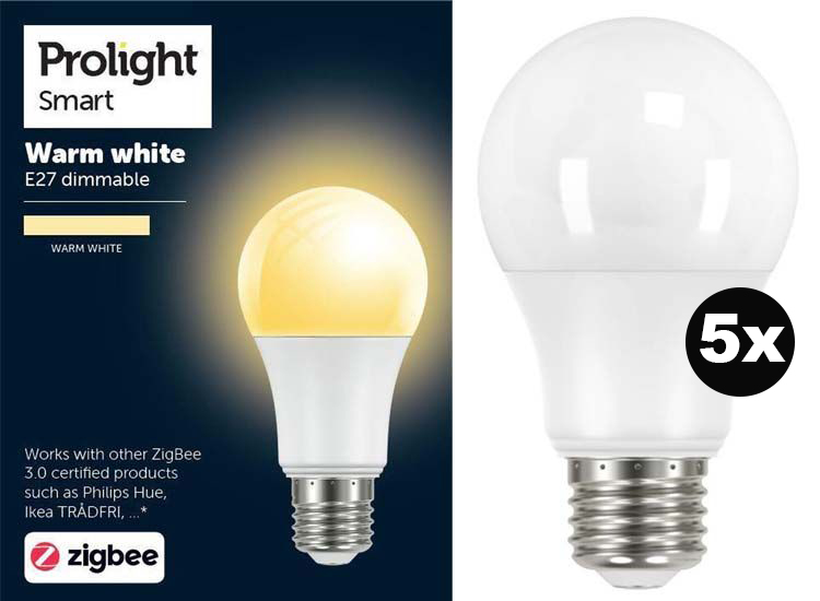 Prolight Zigbee Smart Led Lamp E27 - Warm white - 5 stuks
