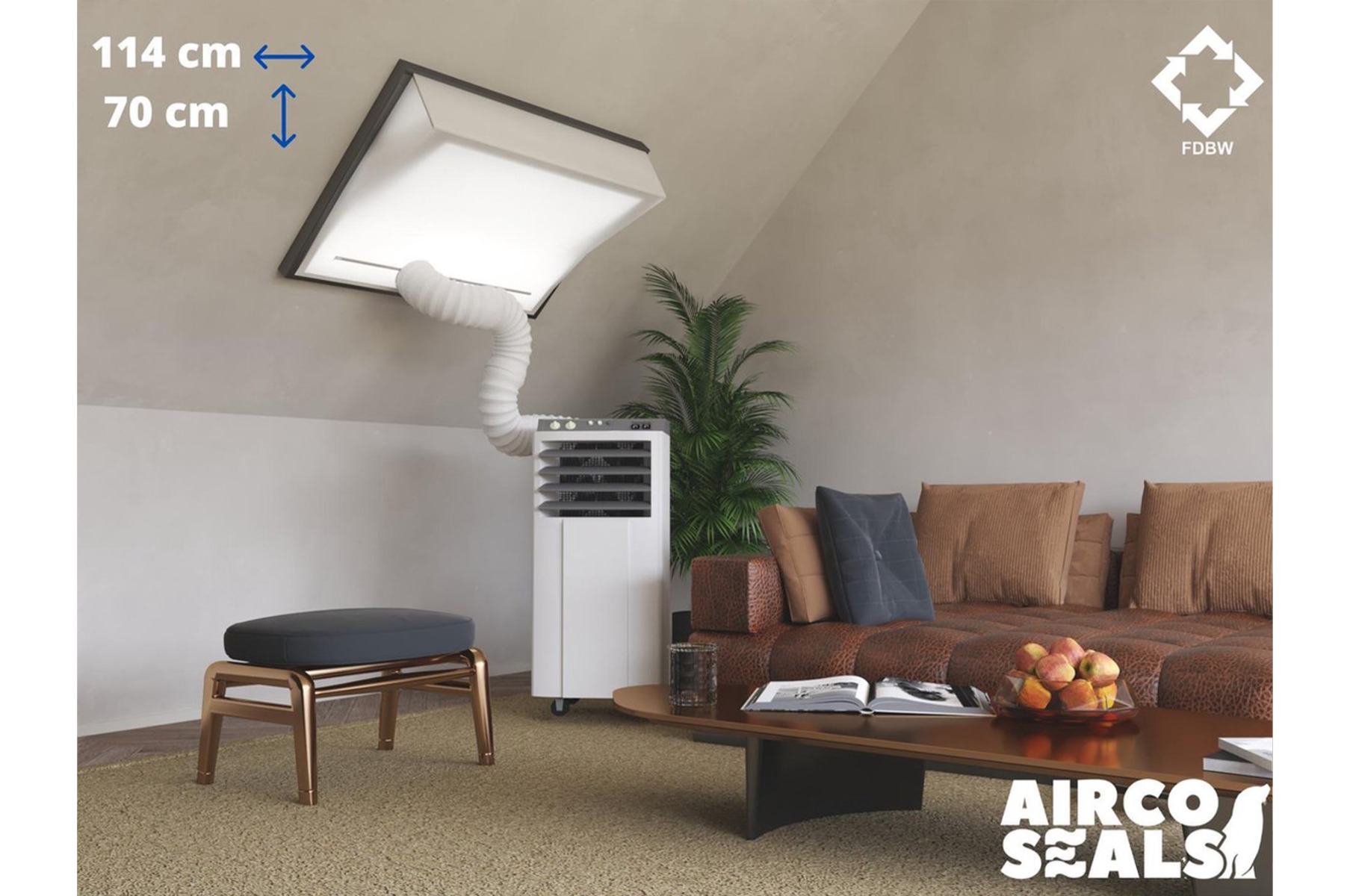 FDBW SK01 - Airco Raamafdichtingskit - 114 x 70 cm - Geschikt voor Velux Tuimelvenster Dakraam