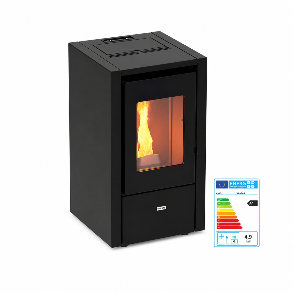 VAASA Pelletkachel VAASA 63 - 6,3 kW - voor ruimten tot 135m3 - zwart afbeelding