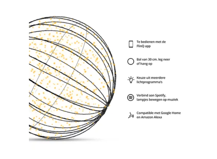 FlinQ Lichtbol Kerstverlichting Buiten Ø30 CM - Slimme Bol - Tuin Kerstlampjes - Kerst Buitenverlichting figuren - Bedienen met App