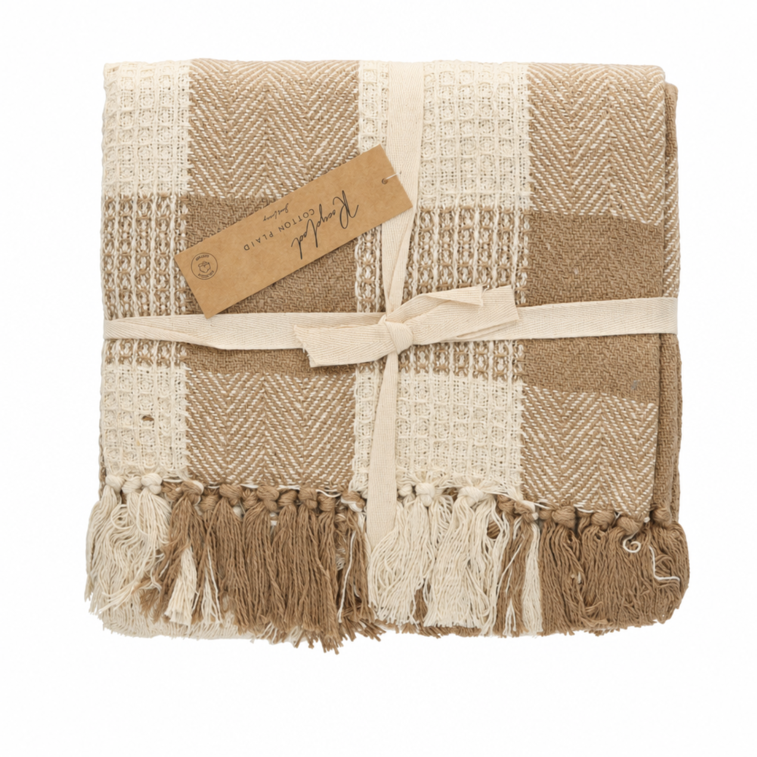 Jens Living Plaid Kai - 130 x 180 cm - Gerecycled Katoen - Beige
