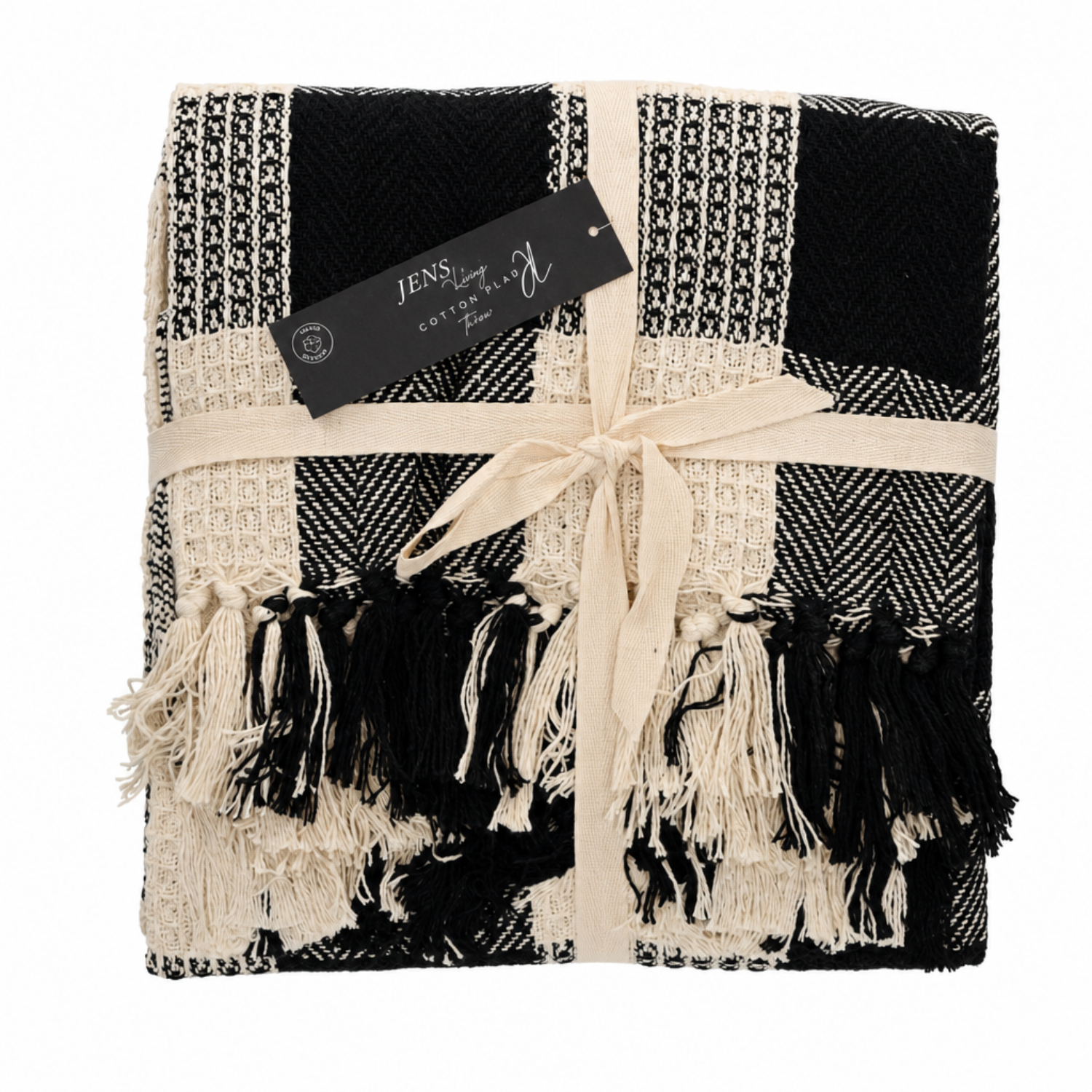 Jens Living Plaid - 130 x 180 cm - Gerecycled Katoen - Zwart