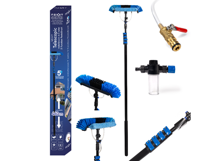 Nexxt Waterbezem Telescopisch met Zeepdispenser - 4,6m - Blauw