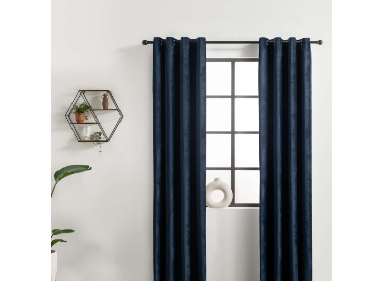 Lifa Living - Fluwelen Gordijn - Donker Blauw - Verduisterend - 150 x 250 cm