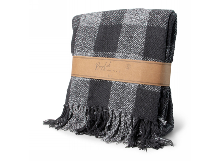 JENS Living Recycled Cotton Plaid Geruit Zwart