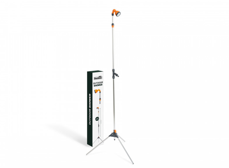 909 Outdoor Buitendouche - Verstelbaar van 165 tot 215 cm - Driepoot - Zilver/Oranje