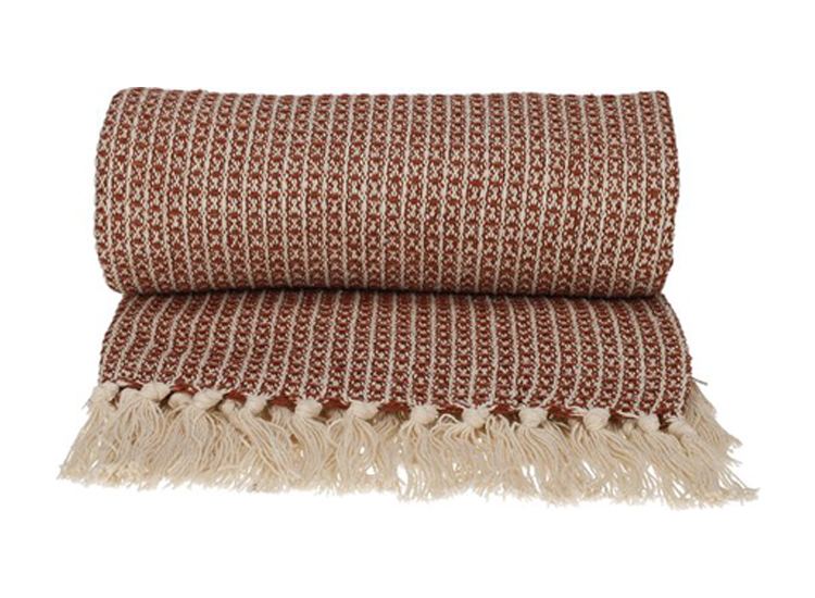 JENS Living Plaid Wafel - Gerecycled katoen - 130 x 180 cm - Roest