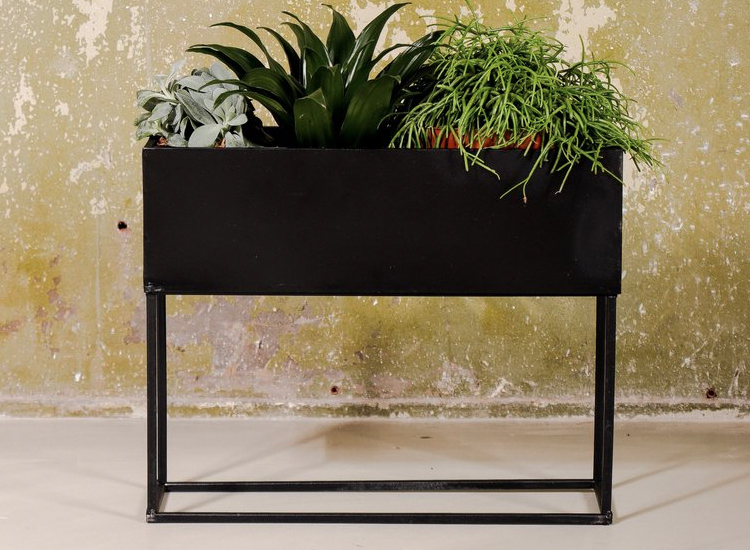 SENZA Rechthoekige Plantenbak - Bloemenbak ijzer - 42.5 x 34cm - Zwart