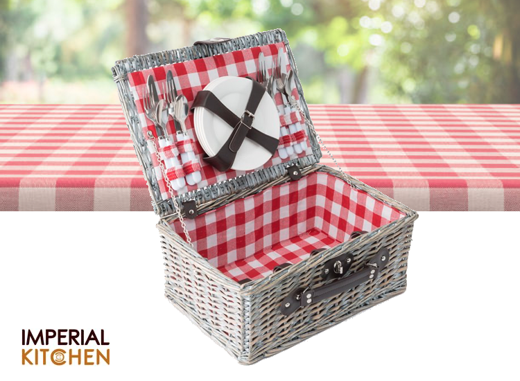 Imperial Kitchen Picknickmand 4 persoons 40 x 28 x 18 cm Rode ruit