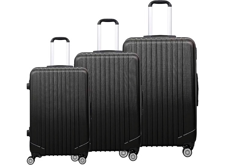 Hoffmans Kofferset 3-delig - Hardcase ABS kofferset - Ritssluiting - Zwart