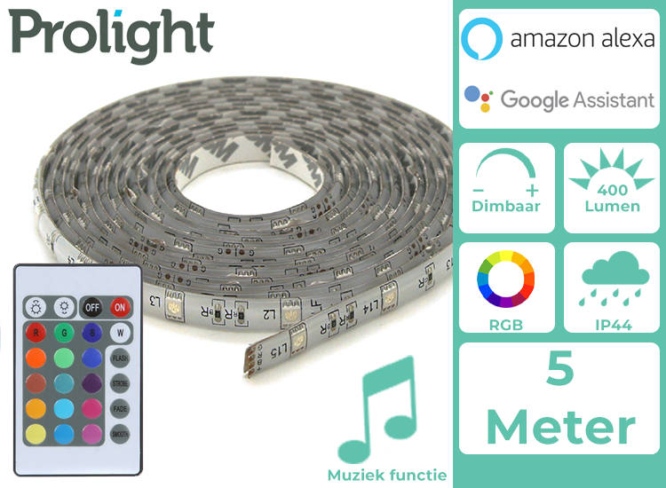 Prolight LED-Strip - Multicolour - 5 Meter - Met Afstandsbediening