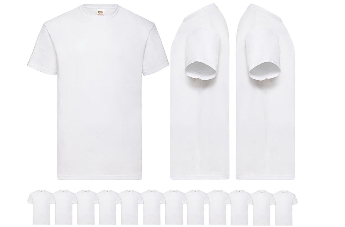 10 Witte Fruit of the Loom T-shirts-Ronde Hals-M