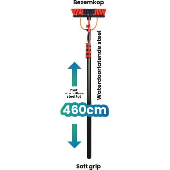 Shine Telescopische wasborstel - Uitschuifbare wasbezem - 4,6 meter met zeepdispenser