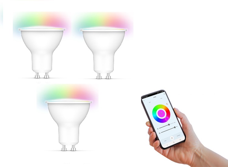 Afbeelding van 3 QNECT RGB Smart Wi-Fi LED-lampen - GU10