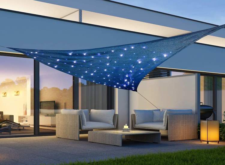 Zonnedoek met 100 LED's Blauw 3,6 x 3,6 x 3,6M