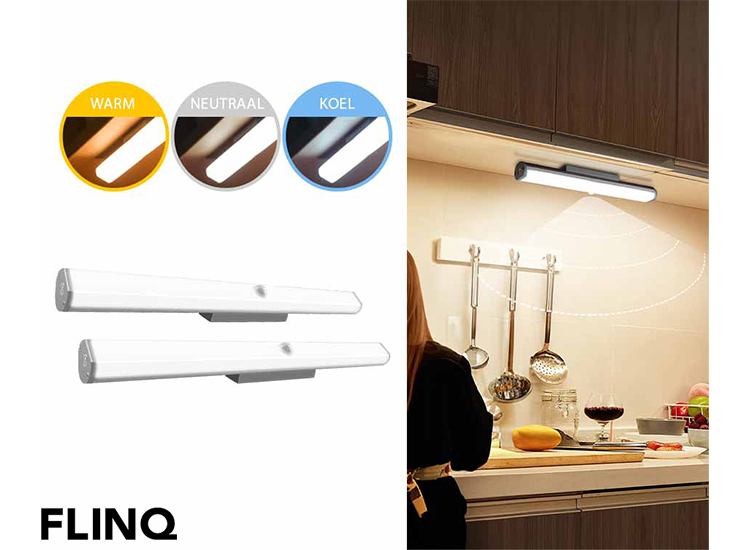 2 FlinQ Verstelbare Kastverlichting met Bewegingsensor Keukenverlichting Oplaadbaar & Draadloos 30 c