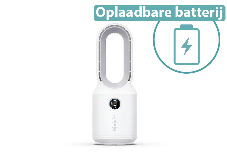 Profile Oplaadbare Tafelventilator - Bladloos Design - Wit afbeelding