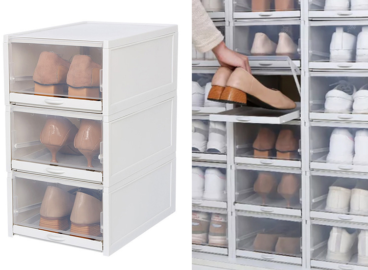 Afbeelding van 3 Fedec Stapelbare Schoenenorganiser - Schoenen opbergboxen - Transparant