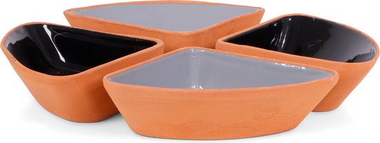 SENZA Terracotta Triangel Tapasschaaltjes - Grijs - Set van 4