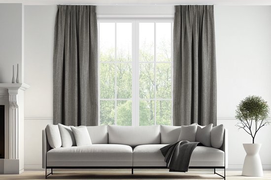Lifa Living - Grijze Luxe Gordijnen - Verduisterend - Polyester - Met 10 Ophanghaken - 150 x 260 cm