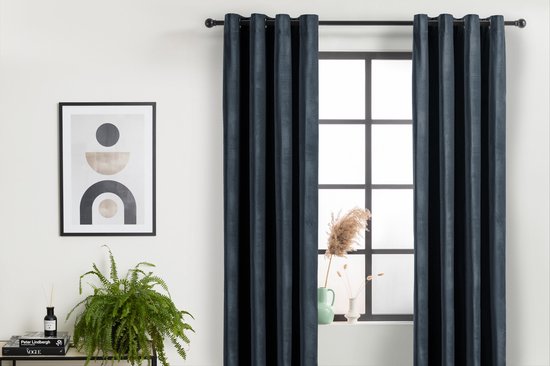 Lifa Living - Fluwelen Gordijnen - 150 x 250 cm - Donker Grijs - Verduisterend