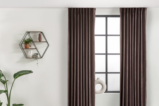 Lifa-Living - gordijn - fluweel - verduisterend - wasbaar - donker bruin - 150 x 250 cm