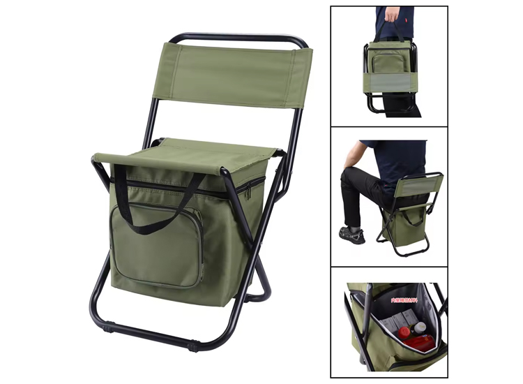 Jonska Campingstoel met Koeltas - Vouwstoel - 32 x 31 x 58 cm - Groen