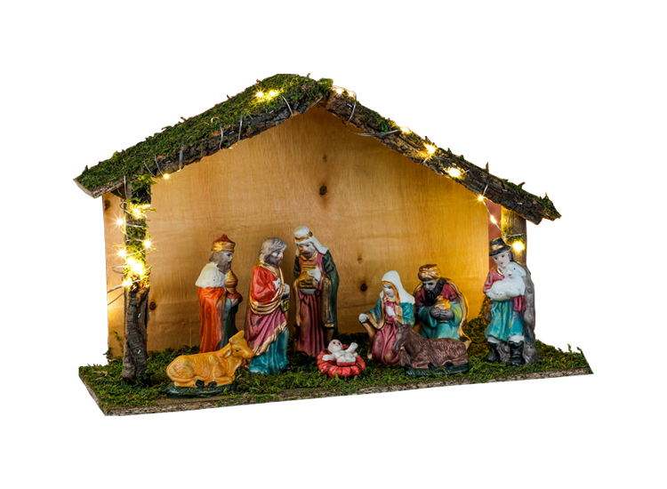 Kerststal met verlichting