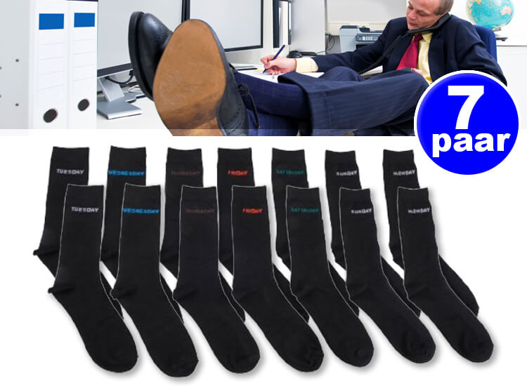 7 Days Socks - 7 paar zwarte heren sokken