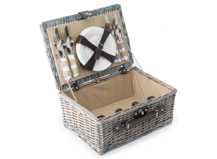 Svenska Living Picknickmand 40x28x18cm Ruit Beige 4 persoons