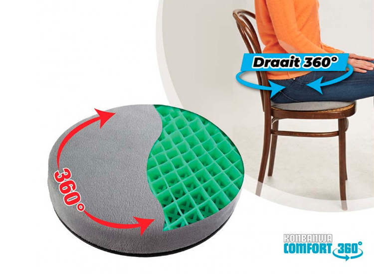 DealDonkey Konbanwa Comfort 360 Cushion - Draaibaar ergonomisch gelkussen voor rug- en beenklachten aanbieding DealDonkey Konbanwa Comfort 360 Cushion - Draaibaar ergonomisch gelkussen voor rug- en beenklachten aanbieding