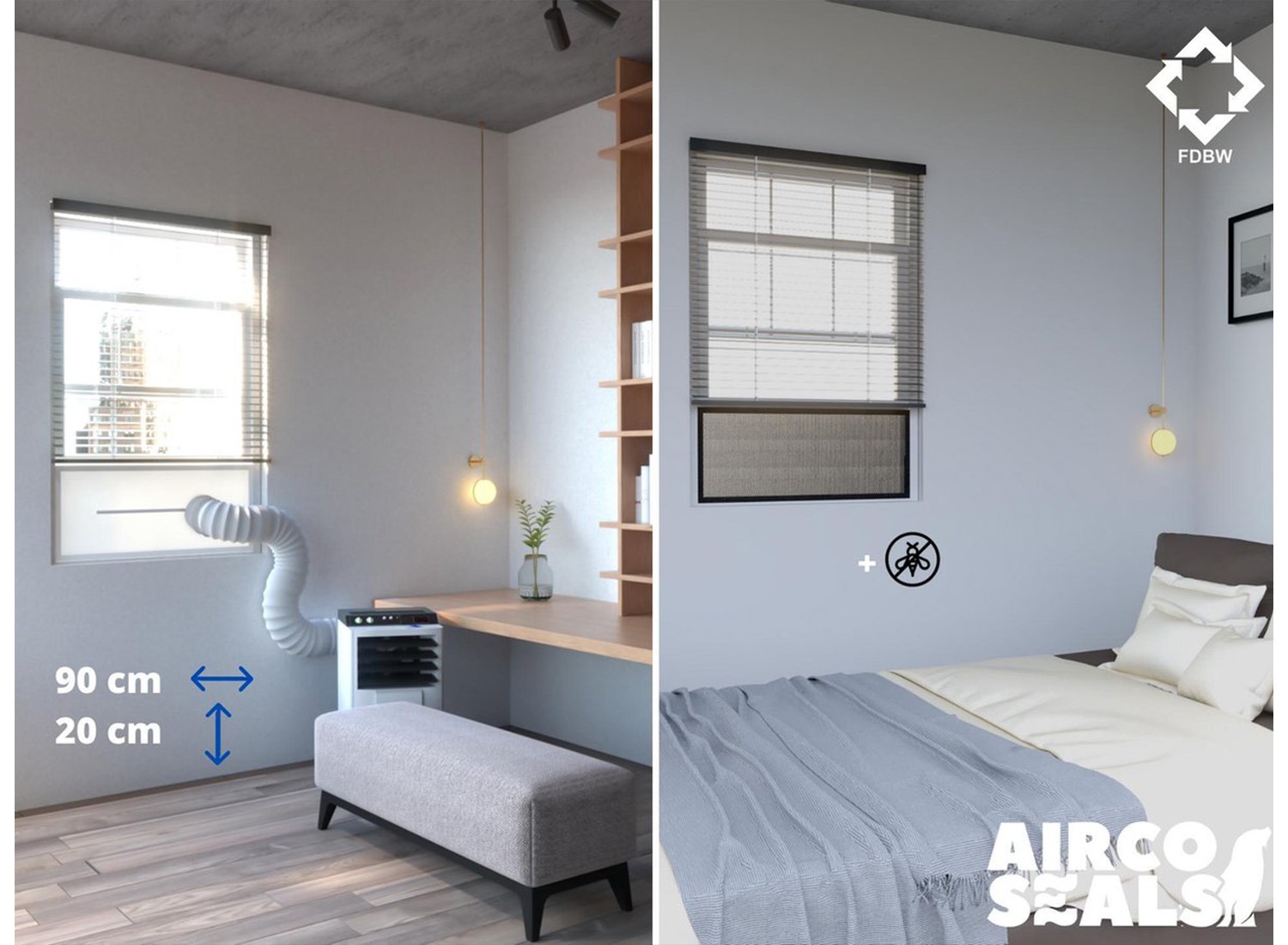 Airco Raamafdichting Mobiele Airco Voor Schuifraam - Met Hor - Voor Schuiframen Van 90 x 20 CM - energiebesparend