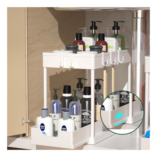 Nexxt Keukenkast Organizer - Gootsteen Lade Dubbel - Wit