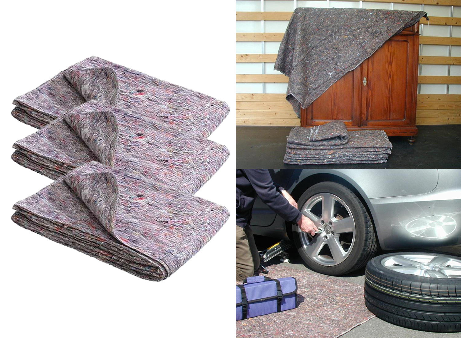 3x Klusdeken - 150 x 100 cm - verhuisdeken - opslagdeken - opbergdeken - beschermdeken afbeelding
