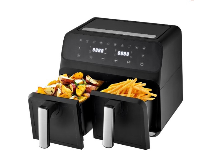 Deski Dubbele Airfryer 8L - Timerfunctie - Tot 200 Graden - Zwart