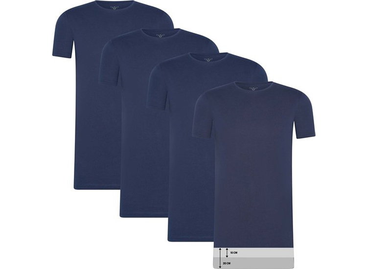 Afbeelding van 4-pack Cappuccino Blauwe T-Shirt ronde hals - Extra Lange T-shirts