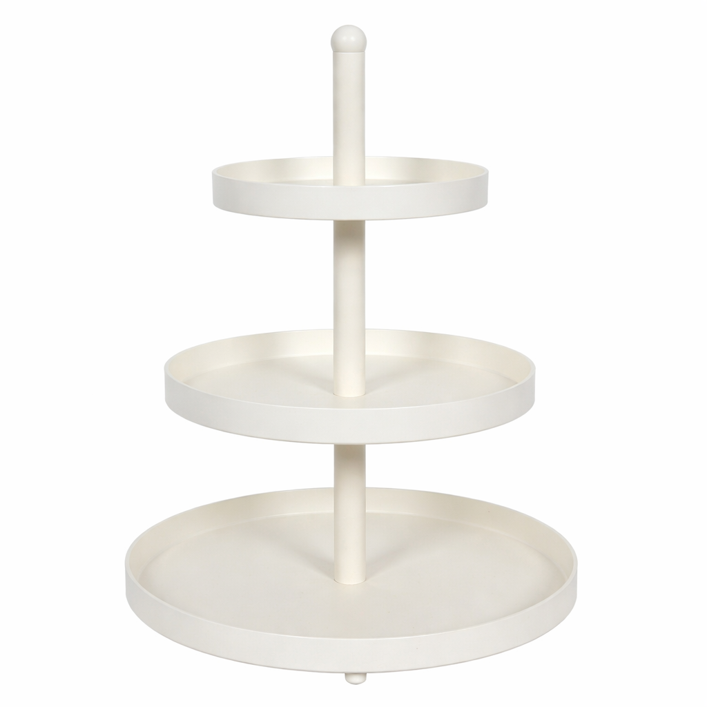 Cookinglife Etagère - Serveertoren - Metaal - Wit - 3-Laags - 35 cm Hoog -